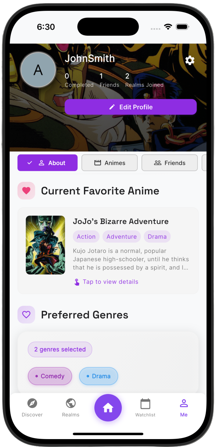 RekoGen Profile Screen