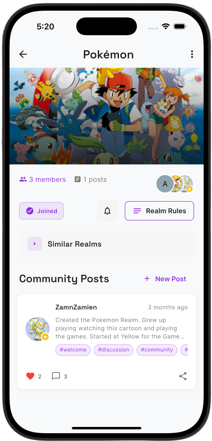 RekoGen Realms Screen